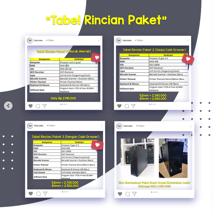 Pricelist & Details Spesifikasi